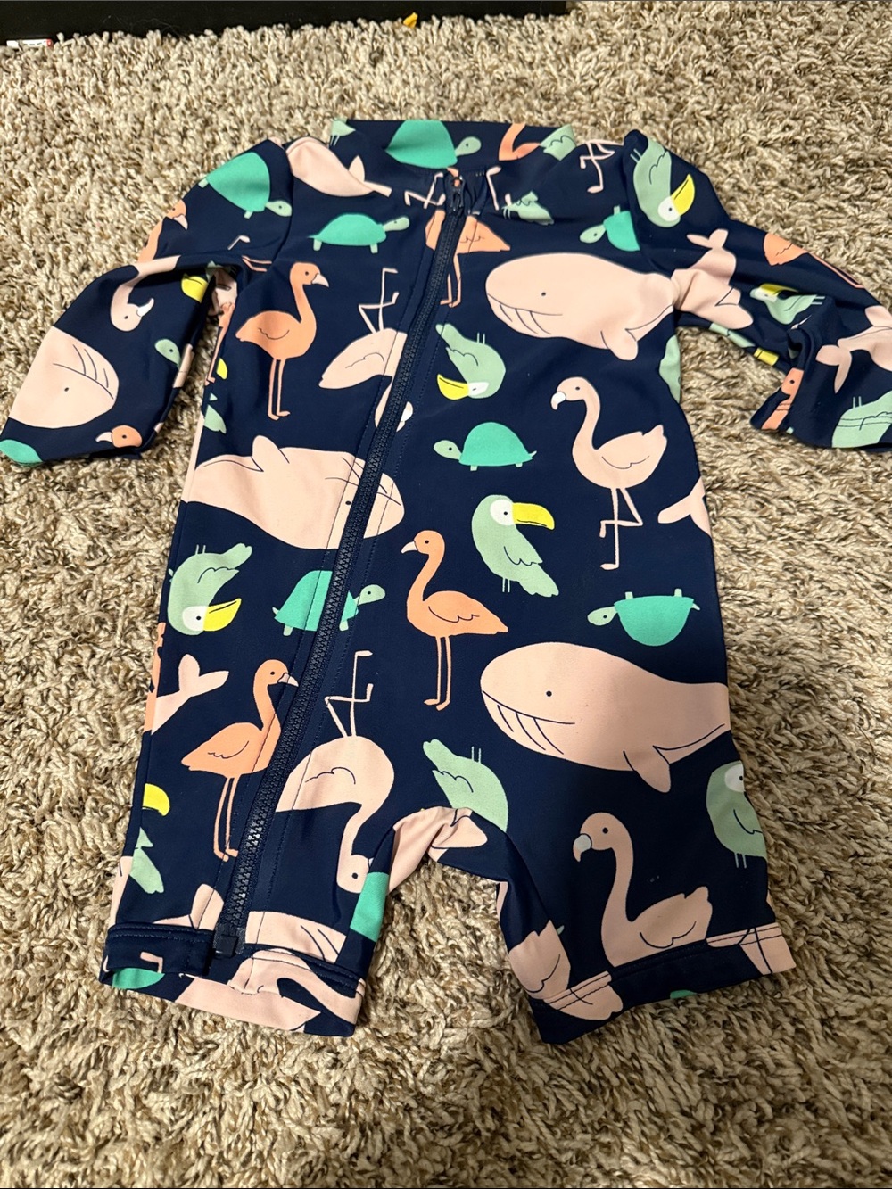 Carter's Navy Swimsuit with Pink & Mint Animal Prints